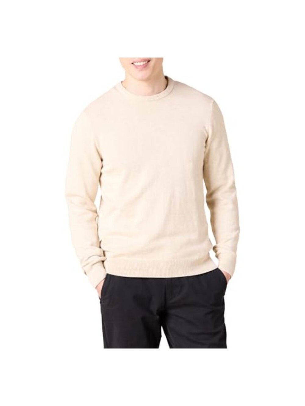 Men's Cable Knit Cotton Crewneck Pullover Sweater Long Sleeve